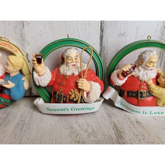 Coca-Cola Santa seasons greetings ornament Xmas set variety - Picture 3 of 7